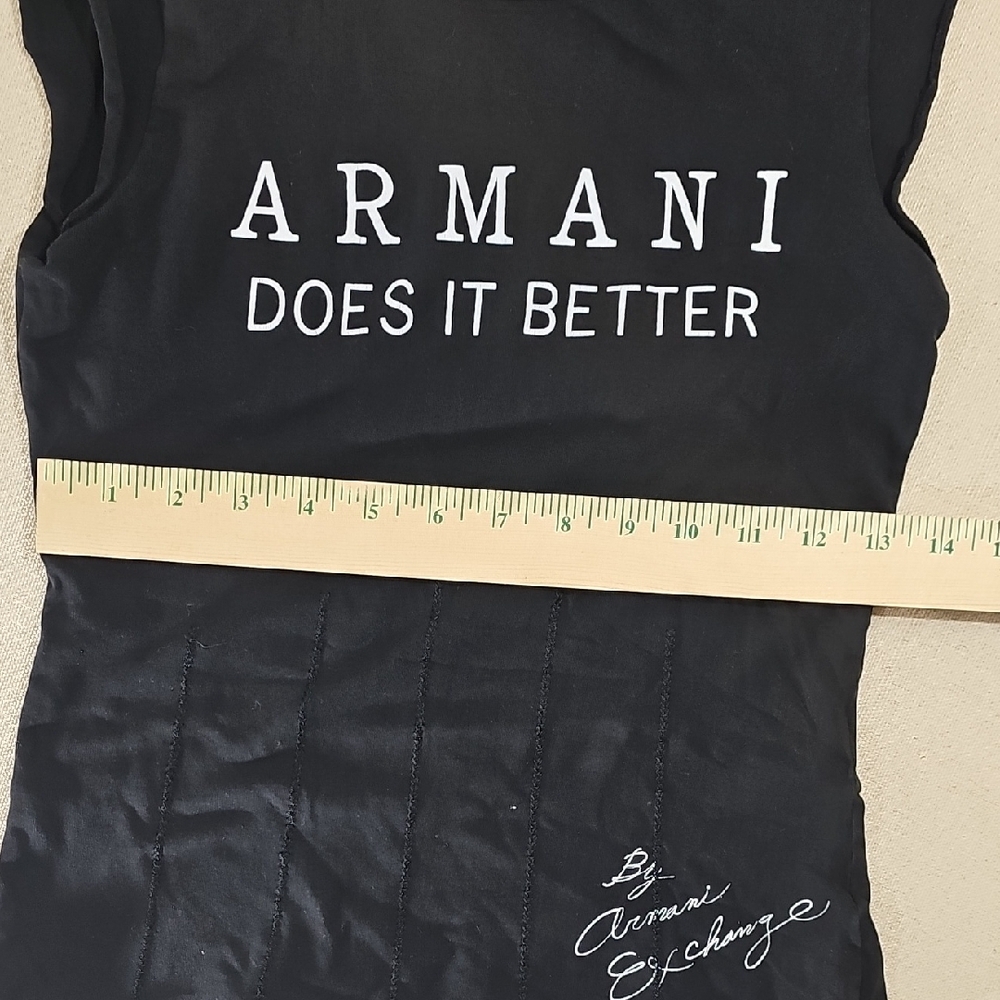 Armani Exchange Black Tee Medium Y2K - Picture 7 of 8